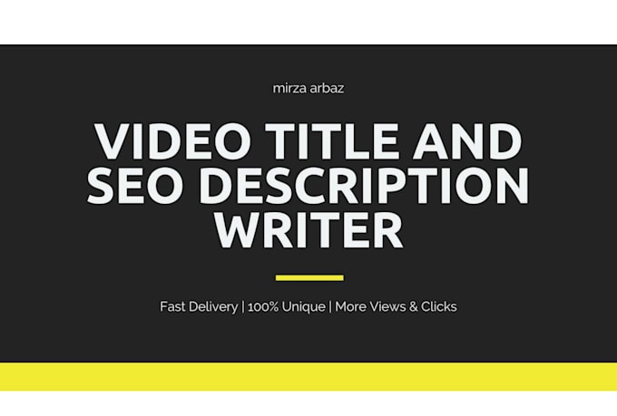 write youtube video title and seo  description